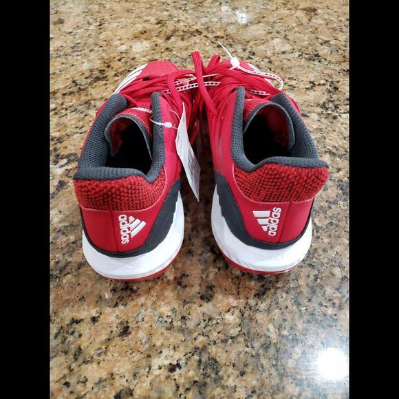 Adidas Mens Icon Bounce Mid Cleats Baseball Shoes Red Lace Up CG5242 6.5 New - Picture 3 of 6